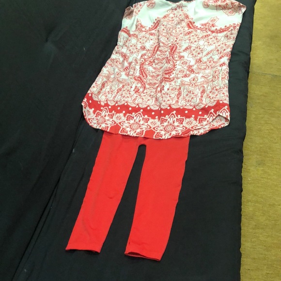 MOVING SALE NO HAGGLING WOMEN JOE FRESH RED/CREAM XL DRESS & RED NO BRAND LEGGIN - Picture 2 of 14